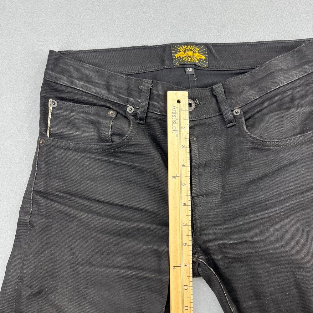 Brave Star Selvage Mens Black Raw Denim Jeans Made in USA Size 30 - Picture 7 of 16